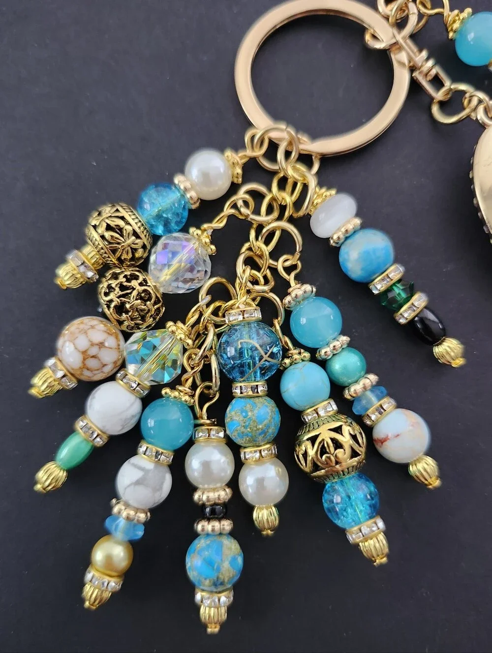 Vintage-inspired Purse Charm or Keychain Howlite Tibetian Handcrafted